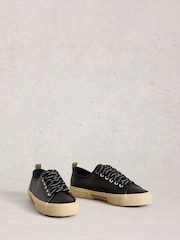 White Stuff Black Pippa Leather Lace Up Trainers - Image 2 of 4