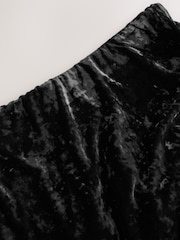 Black Velvet Lace Trim Midi Skirt - Image 8 of 8