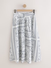 White/Navy Print N. Premium Linen Midi Skirt - Image 5 of 7