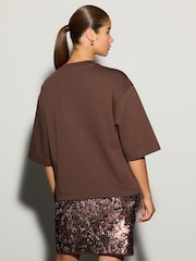 Chocolat Marron - Mini-jupe en velours à sequins - Image 3 de 7