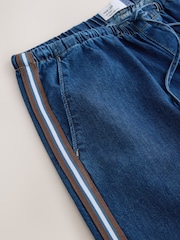 Dark Blue Side Stripe Denim Track Joggers - Image 3 of 4