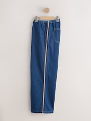 Dark Blue Side Stripe Denim Track Joggers - Image 6 of 8