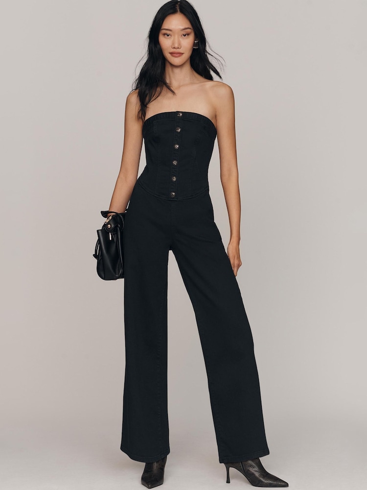 Anthropologie Pilcro Strapless Corset Denim Black Jumpsuit - Image 1 of 3