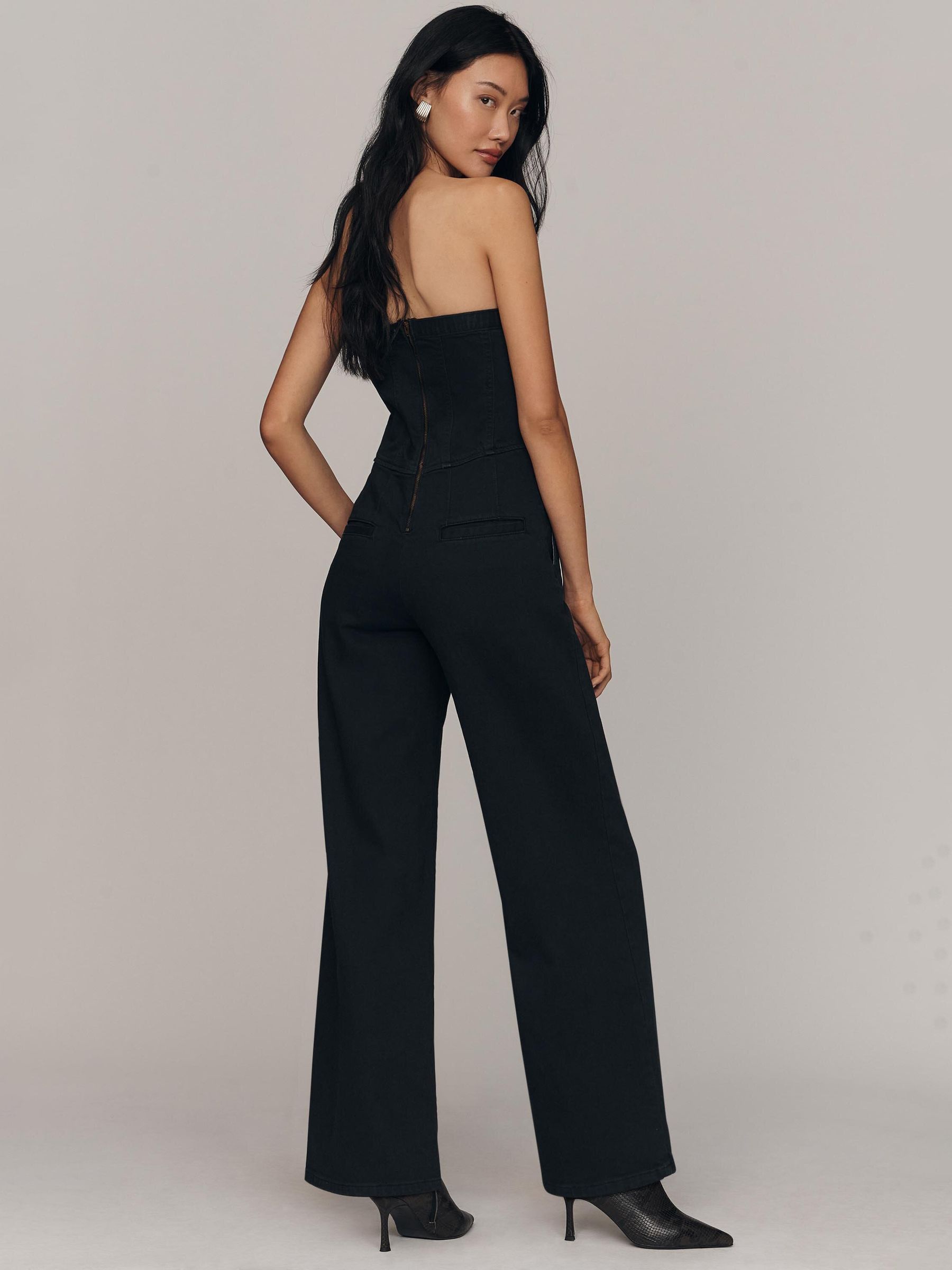 Buy Anthropologie Black Pilcro Strapless Corset Denim Jumpsuit