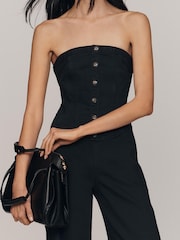 Anthropologie Pilcro Strapless Corset Denim Black Jumpsuit - Image 3 of 3