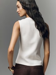 Anthropologie Ruched Sleeveless Buttondown Top - Image 3 of 4