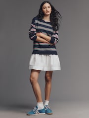 Anthropologie Maeve Twofer Long-Sleeve Drop-Waist Mini Blue Dress - Image 1 of 4