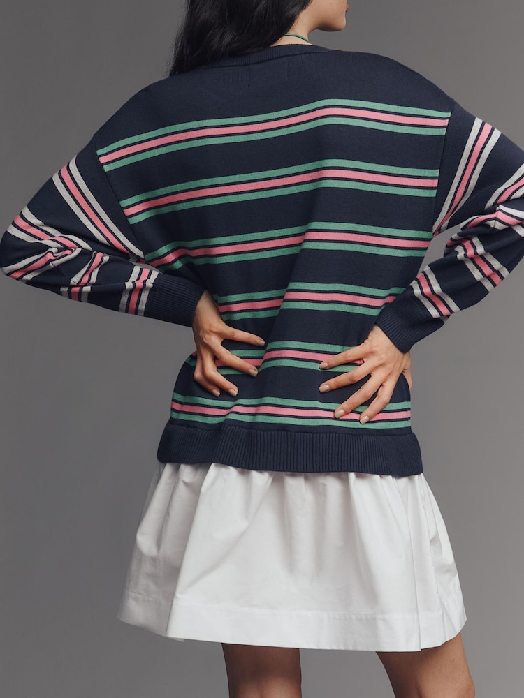 Anthropologie Maeve Twofer Long-Sleeve Drop-Waist Mini Blue Dress - Image 2 of 4