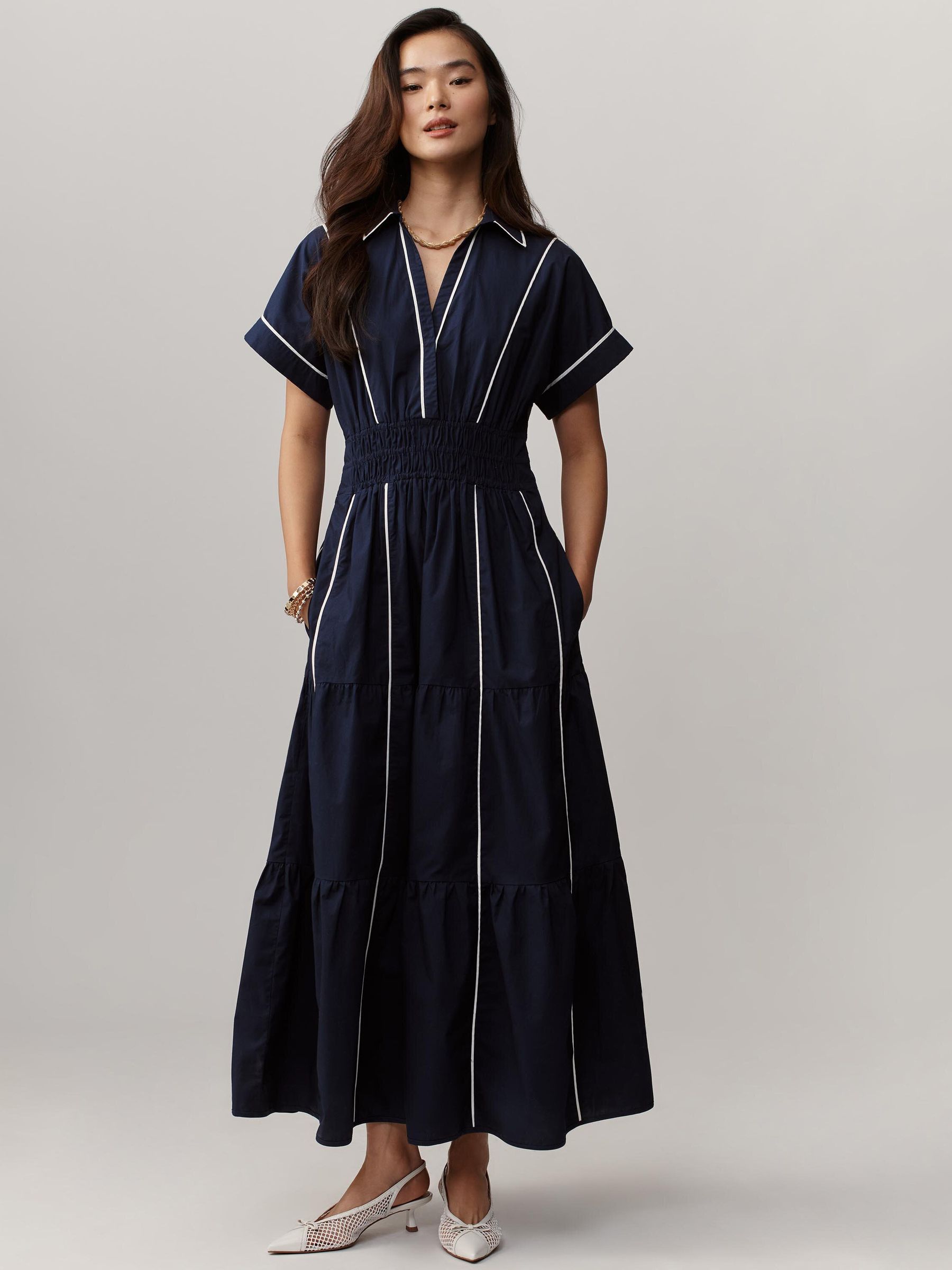 Buy Anthropologie Navy The Somerset Edition Collared A-Line Maxi Dress from  Next USA