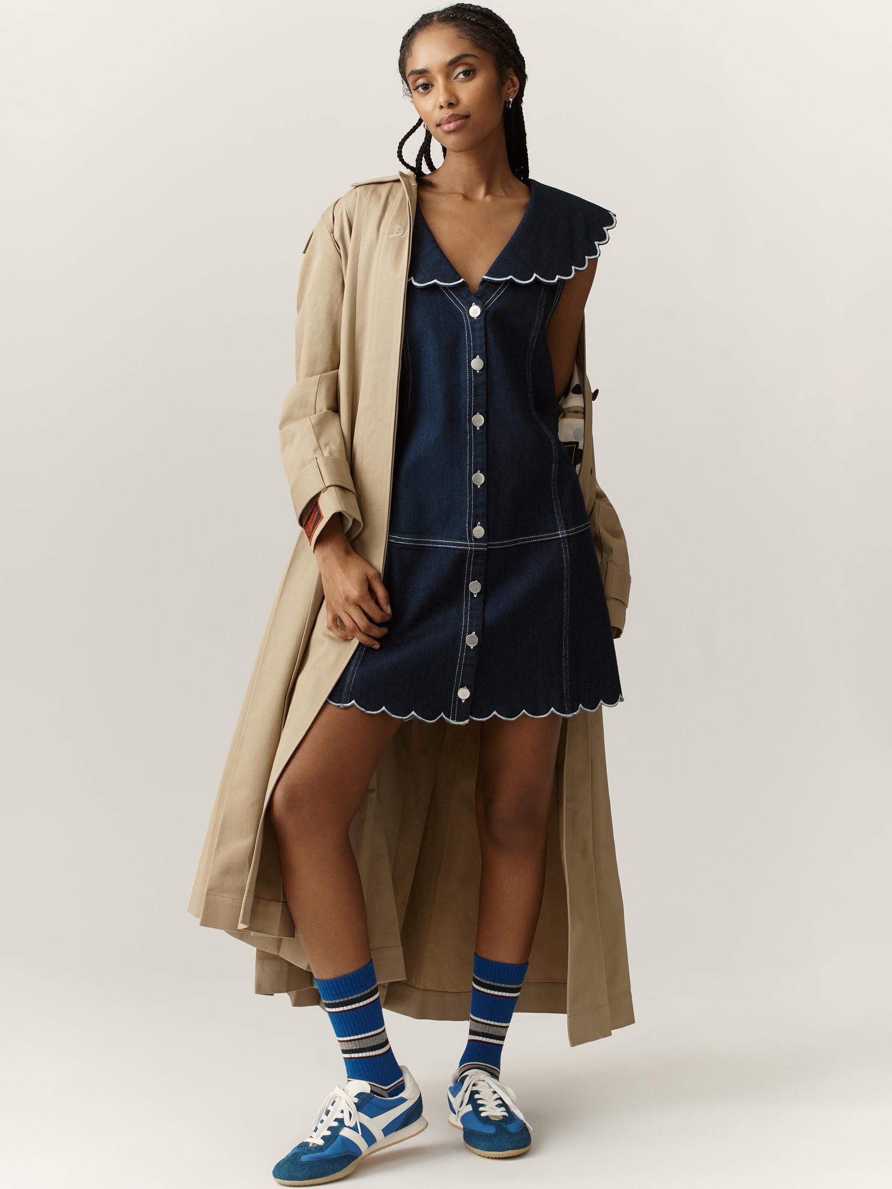 Buy Anthropologie Pilcro Scalloped Denim Buttondown Blue Dress