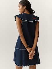 Anthropologie Pilcro Scalloped Denim Buttondown Blue Dress - Εικόνα 4 από 5
