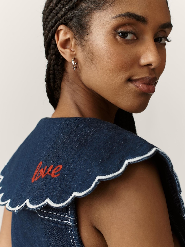 Anthropologie Pilcro Scalloped Denim Buttondown Blue Dress - Εικόνα 5 από 5