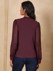 Love & Roses Mesh Heart Pussybow Long Sleeve Blouse - 4 paveikslėlis iš 4
