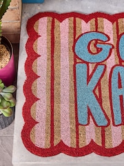 Eleanor Bowmer Pink Slogan Good Karma Printed Coir Scallop Doormat - Image 3 of 4
