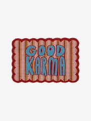 Eleanor Bowmer Pink Slogan Good Karma Printed Coir Scallop Doormat - Image 4 of 4