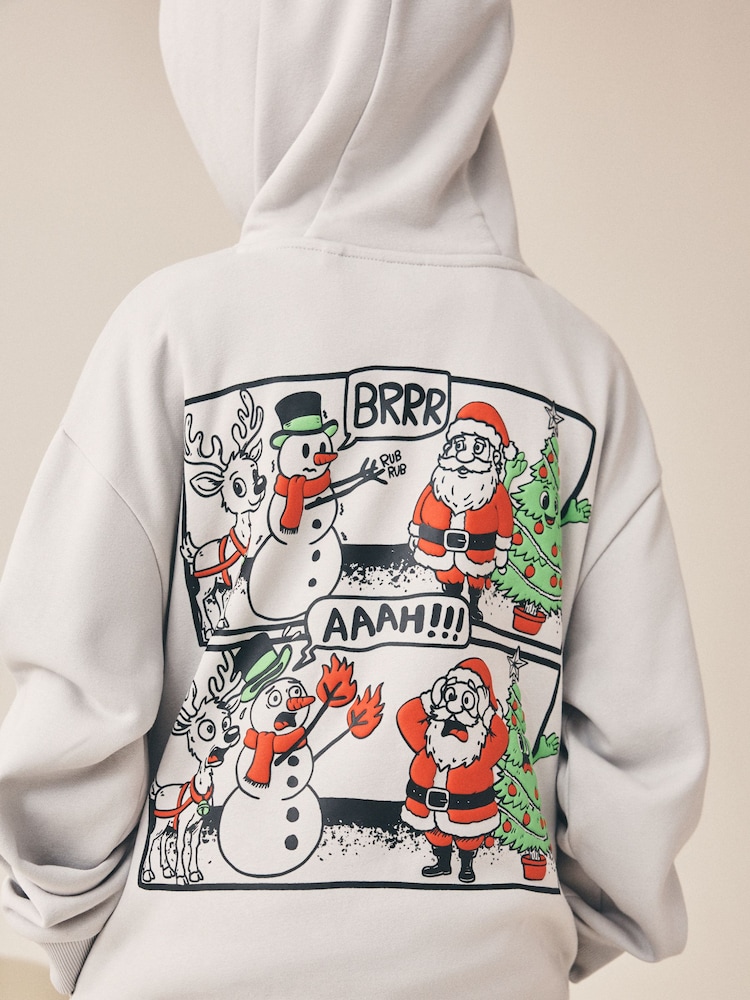 Grey Christmas Sweatshirt Hoodie (3-16yrs) - Image 4 of 4