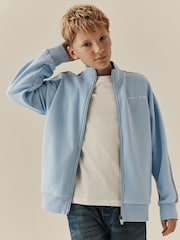 Light Blue Side Stripe Zip Through Jacket (3-16yrs) - Image 1 of 10