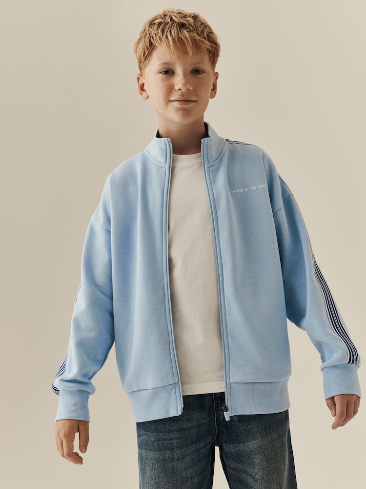 Light Blue Side Stripe Zip Through Jacket (3-16yrs) - Image 2 of 10 Light Blue Side Stripe Zip Through Jacket (3-16yrs) - Image 2 of 10