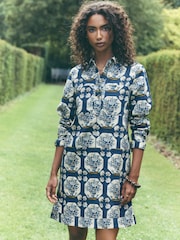 Blue Print National Trust X Next Long Sleeve Mini Twill Dress - Image 1 of 9