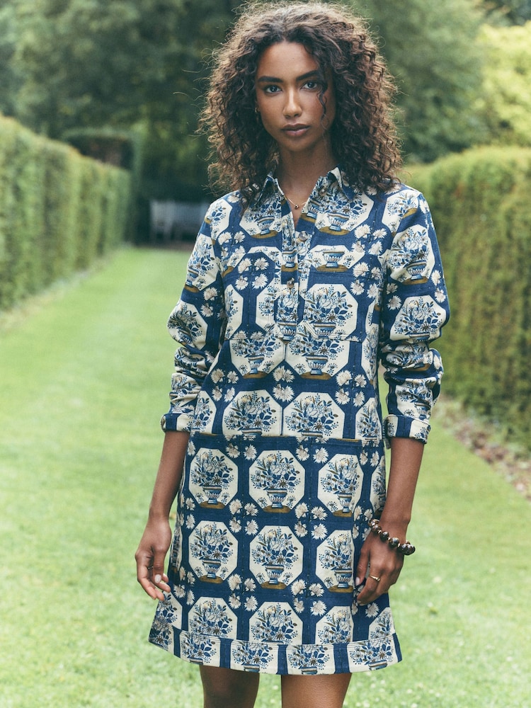 Blue Print National Trust X Next Long Sleeve Mini Twill Dress - Image 1 of 9 Blue Print National Trust X Next Long Sleeve Mini Twill Dress - Image 1 of 9