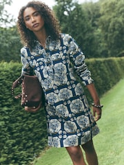 Blue Print National Trust X Next Long Sleeve Mini Twill Dress - Image 4 of 9
