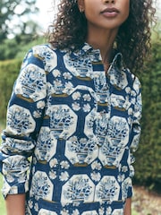 Blue Print National Trust X Next Long Sleeve Mini Twill Dress - Image 6 of 9