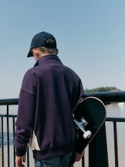 Plum Purple Oversized Fit Zip Neck Sweatshirt (3-16yrs) - Image 3 of 4