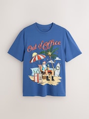 Blue Santa Out of Office Christmas Graphic T-Shirt - Image 1 of 3