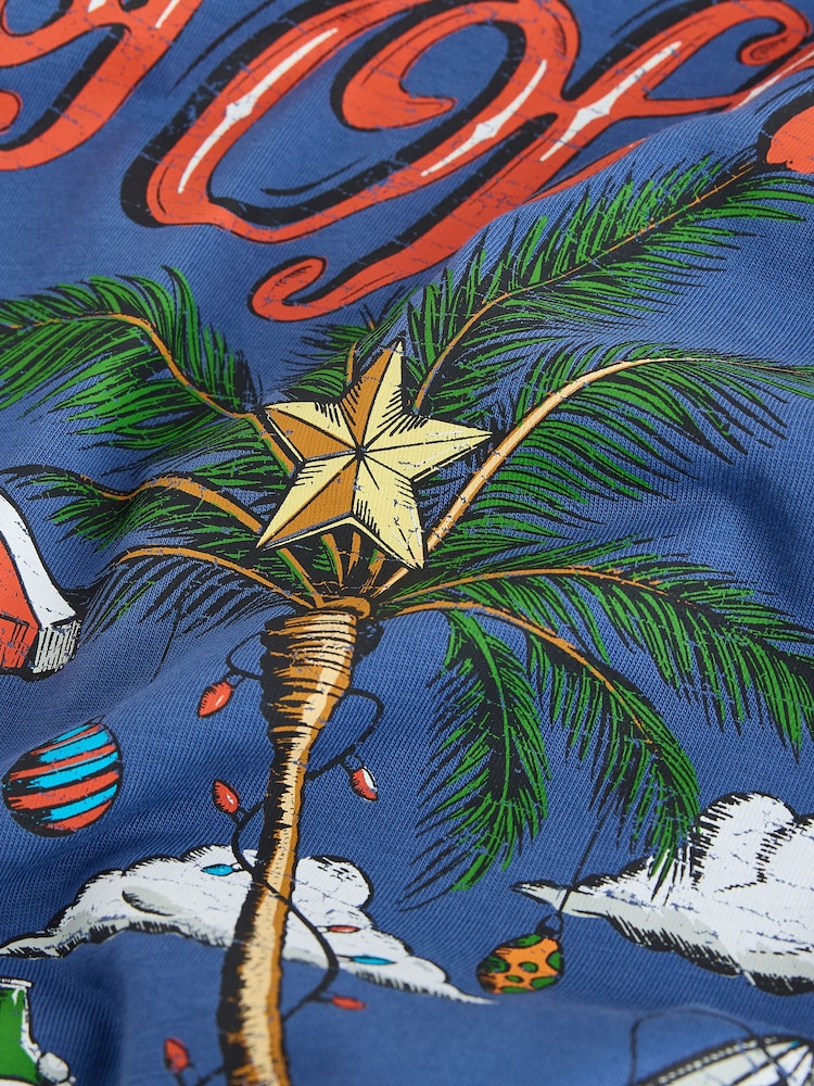 Blue Santa Out of Office Christmas Graphic T-Shirt - Image 2 of 3
