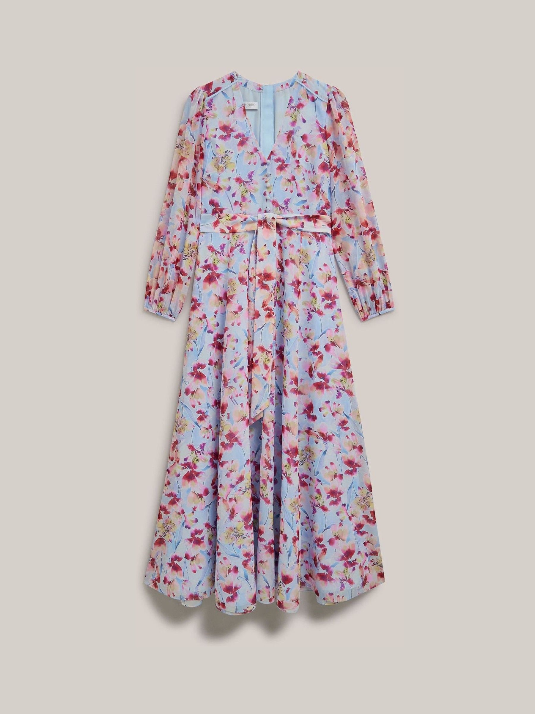 Buy Hobbs Pale Blue Multi Petite Petite Thea Tie Belted Dress from