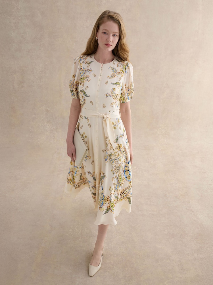 Hobbs Cream Alma Silk Dress - Image 1 of 4 Hobbs Cream Alma Silk Dress - Image 1 of 4