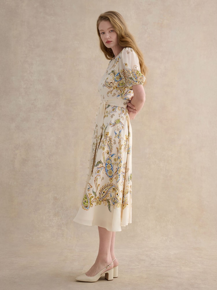 Hobbs Cream Alma Silk Dress - Image 2 of 4 Hobbs Cream Alma Silk Dress - Image 2 of 4