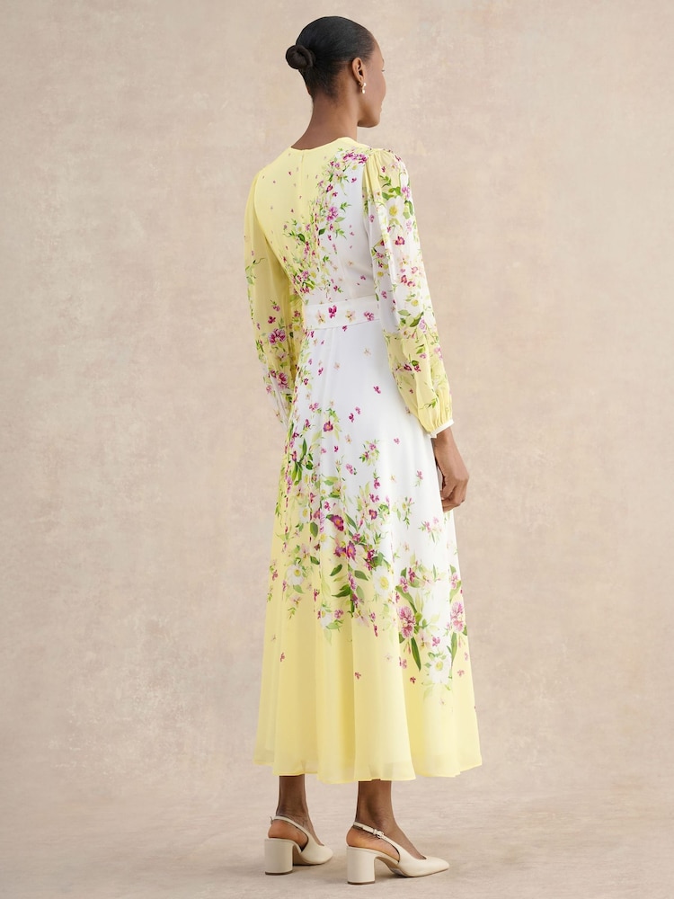 Hobbs Yellow Petite Ariel Silk Dress - Image 2 of 4