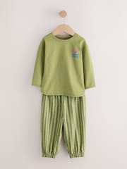 Green/Ecru/Tan Smiley Shapes Oversized Pyjamas 3 Pack (9mths-10yrs) - Image 2 of 7