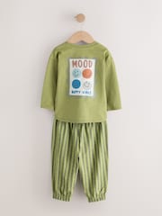 Green/Ecru/Tan Smiley Shapes Oversized Pyjamas 3 Pack (9mths-10yrs) - Image 3 of 7