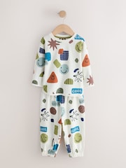 Green/Ecru/Tan Smiley Shapes Oversized Pyjamas 3 Pack (9mths-10yrs) - Image 9 of 12
