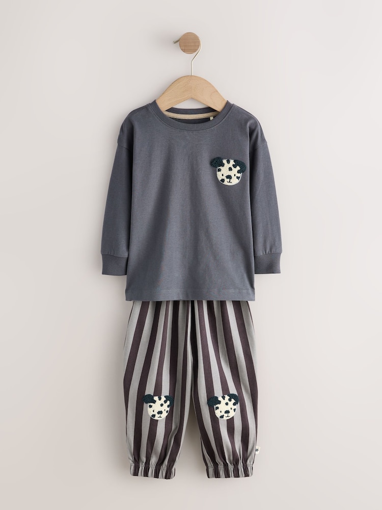 Ecru/Charcoal Mono Dog Oversized Pyjamas 3 Pack (9mths-10yrs) - Image 2 of 7 Ecru/Charcoal Mono Dog Oversized Pyjamas 3 Pack (9mths-10yrs) - Image 2 of 7