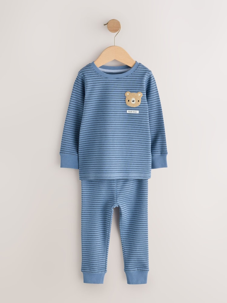 Navy/Ecru Bears Snuggle Pyjamas 3 Pack (9mths-6yrs) - Image 2 of 8 Navy/Ecru Bears Snuggle Pyjamas 3 Pack (9mths-6yrs) - Image 2 of 8