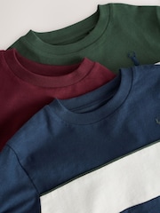 Berry/Navy/Green Long Sleeve Colourblock T-Shirts 3 Pack (3-16yrs) - Image 6 of 7
