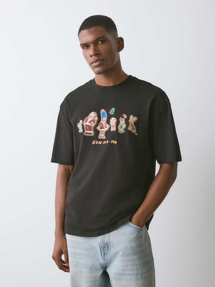 Black The Simpsons - T-Shirt mit weihnachtlichem Print - Bild 1 von 4