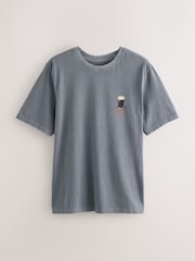 Grau/Guinness - T-Shirt mit weihnachtlichem Print - Bild 2 von 4