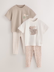 Neutral Bunny Short Sleeve T-Shirt and Leggings Set 4 Piece (3mths-7yrs) - Image 1 of 7