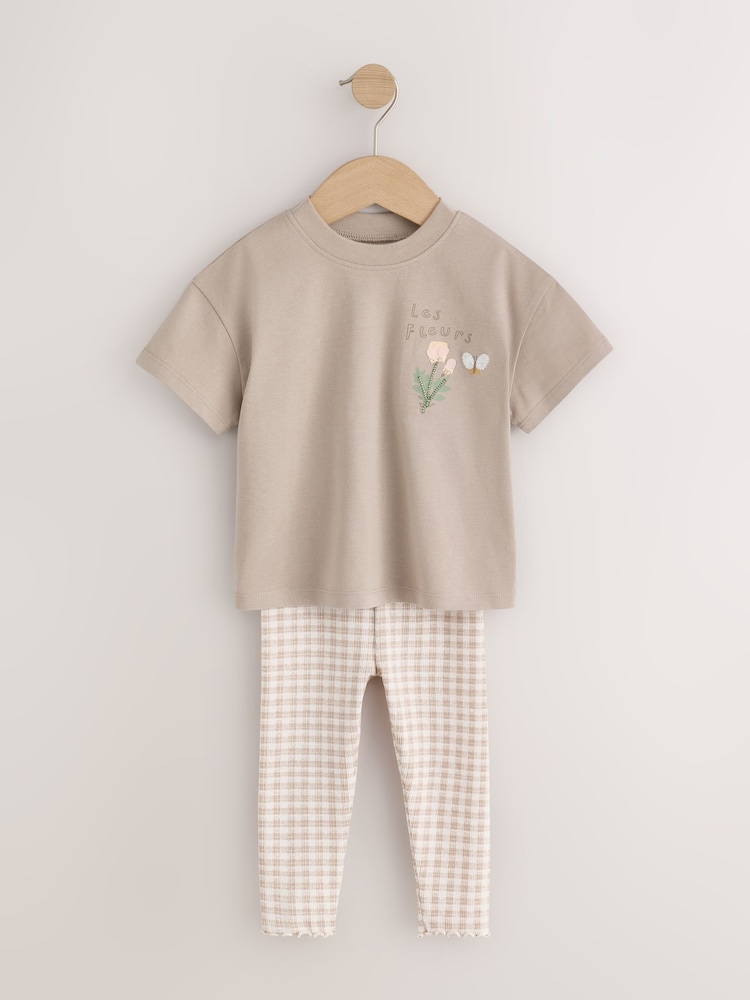 Neutral Bunny Short Sleeve T-Shirt and Leggings Set 4 Piece (3mths-7yrs) - Image 2 of 7 Neutral Bunny Short Sleeve T-Shirt and Leggings Set 4 Piece (3mths-7yrs) - Image 2 of 7