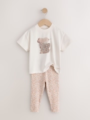 Neutral Bunny Short Sleeve T-Shirt and Leggings Set 4 Piece (3mths-7yrs) - Image 5 of 7