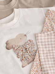 Neutral Bunny Short Sleeve T-Shirt and Leggings Set 4 Piece (3mths-7yrs) - Image 6 of 7