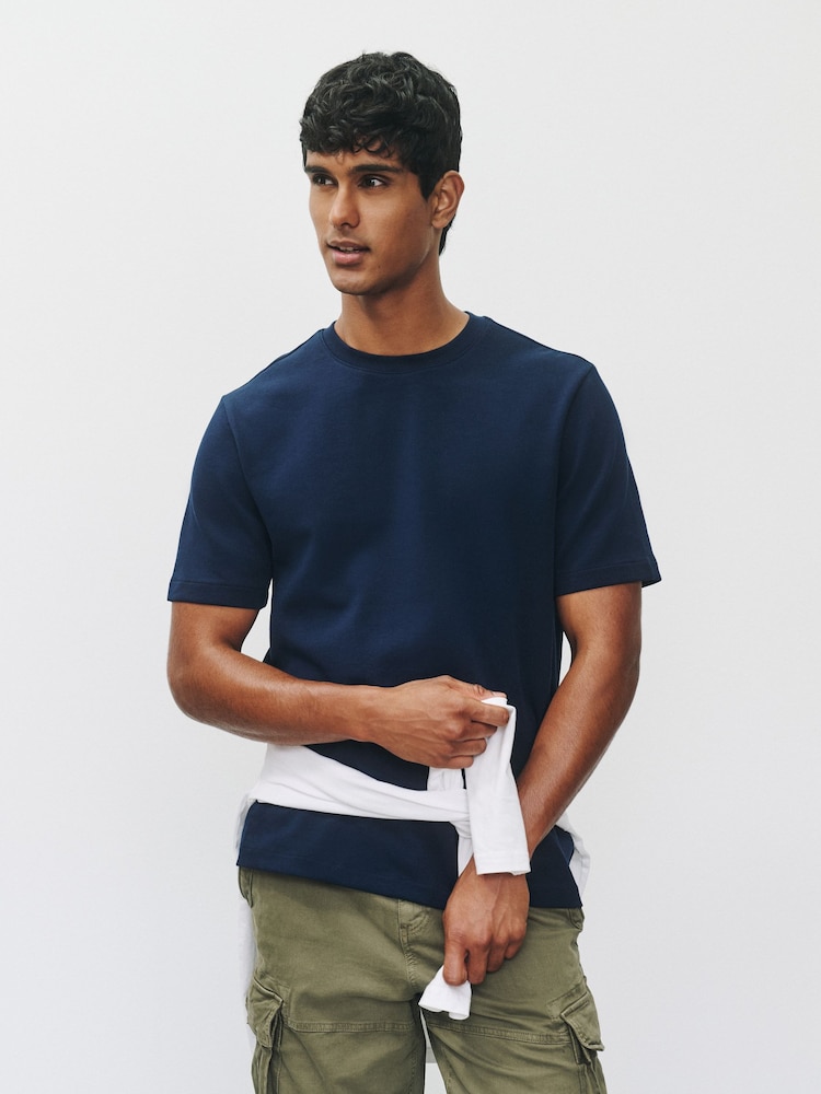 Navy Regular Fit Motionflex Soft Heavyweight T-Shirt - Image 1 of 8