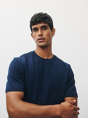 Navy Regular Fit Motionflex Soft Heavyweight T-Shirt - Image 2 of 8