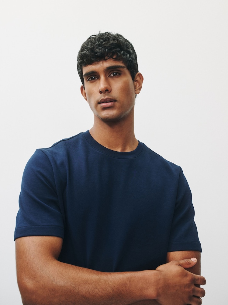Navy Regular Fit Motionflex Soft Heavyweight T-Shirt - Image 2 of 8