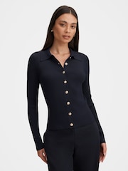 Forever New Selina Ribbed Knitted Polo Top - Bild 1 von 5