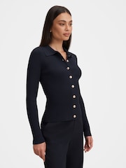 Forever New Selina Ribbed Knitted Polo Top - Bild 2 von 5